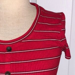 Red button down crop top